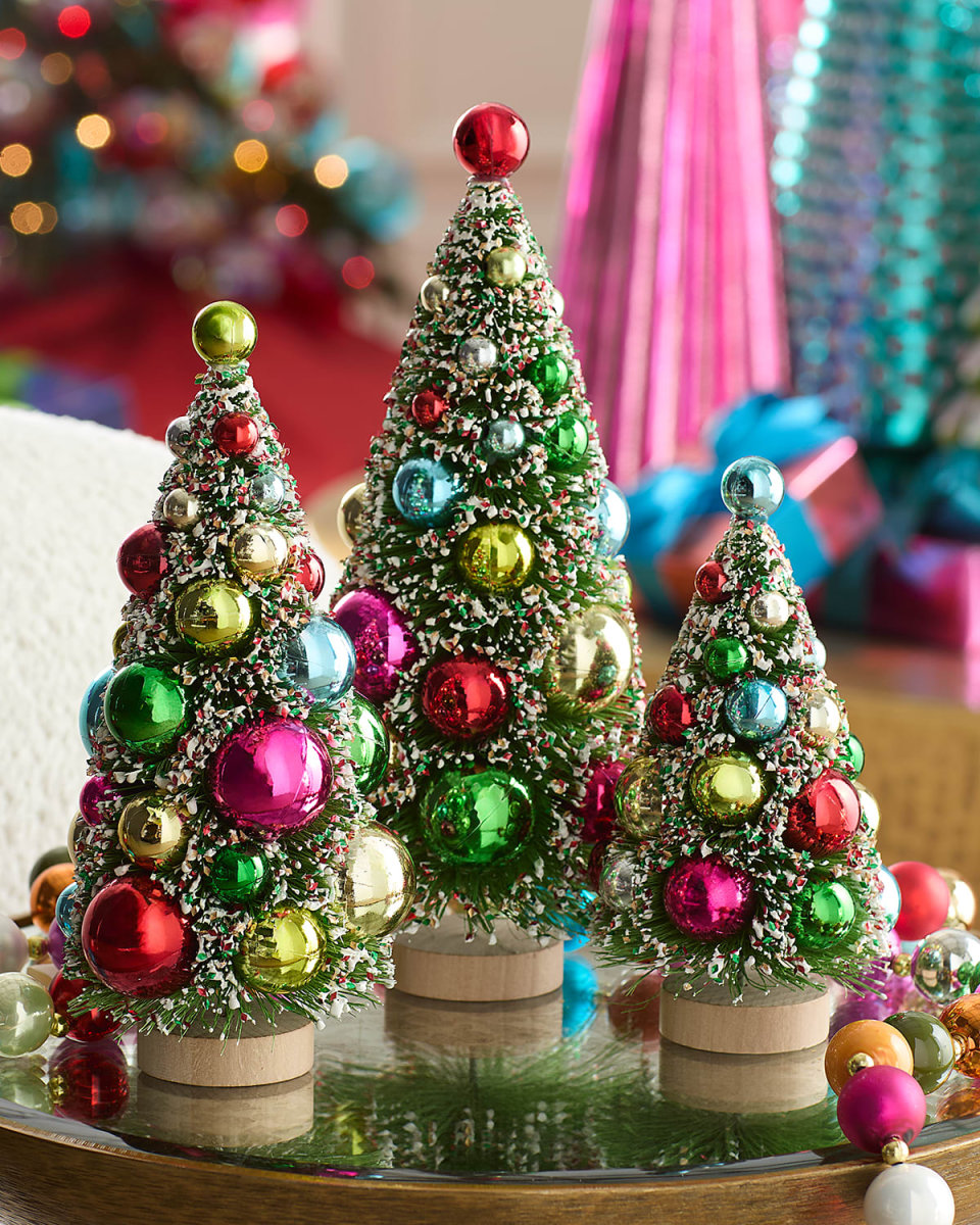 Kitschmas Bottle Brush Christmas Trees, Set of 3